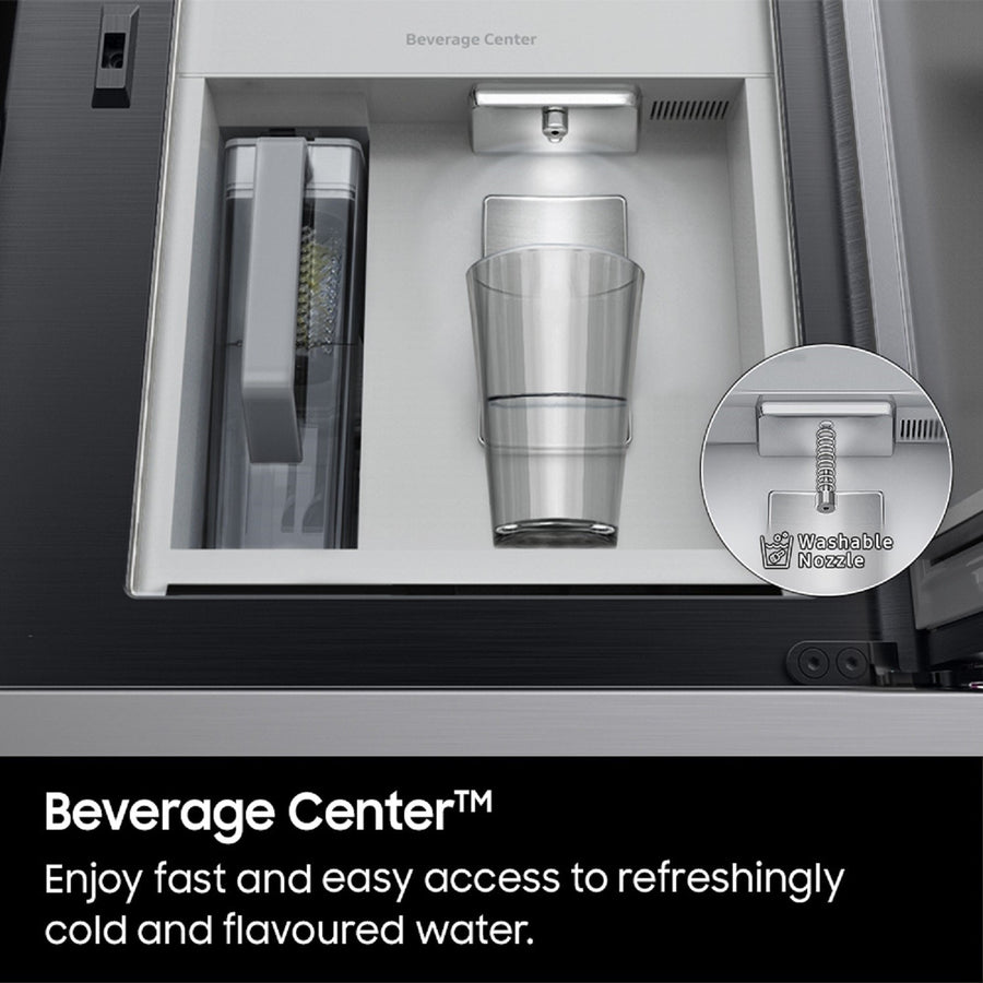 Samsung Bespoke Beverage Center RF65A967622 Four-Door Fridge Freezer With Internal Plumbed Ice & Water - Bespoke Black Glass [free 5-year parts & labour guarantee] FREE SAMSUNG 43