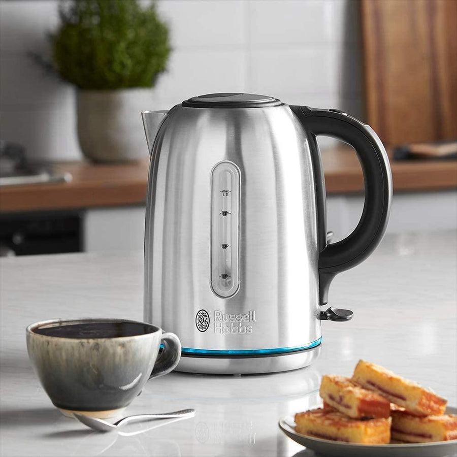 Russell Hobbs 20460 Quiet Boil Kettle, Brushed Stainless Steel - Basil Knipe Electrics