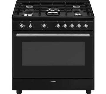 Smeg CX91GMBL 90cm Dual Fuel Range Cooker - Black