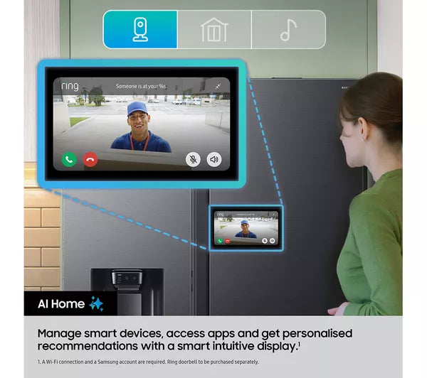 Samsung RS90F64EETEU Series 9 Bespoke AI Plumbed ice & water American Style Fridge Freezer - Silver