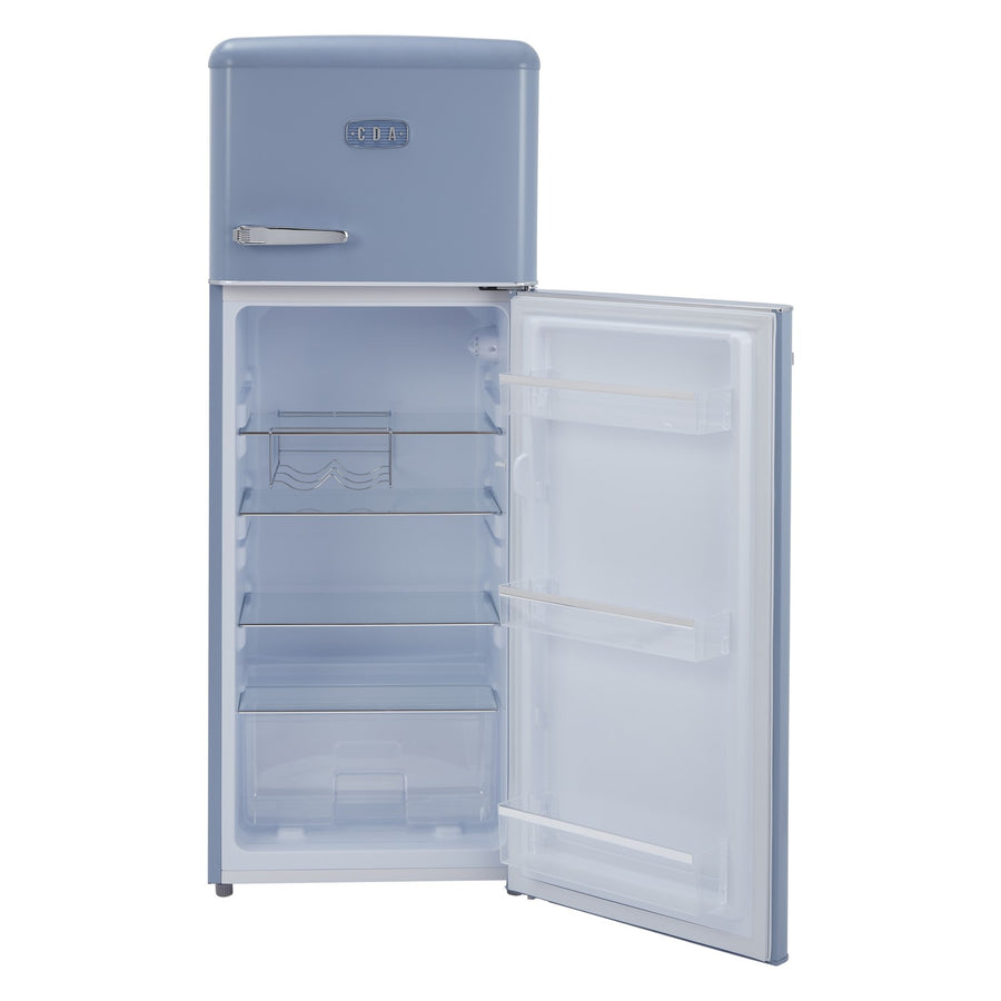 CDA Betty Retro style Sea Holly Blue Top Mount fridge freezer