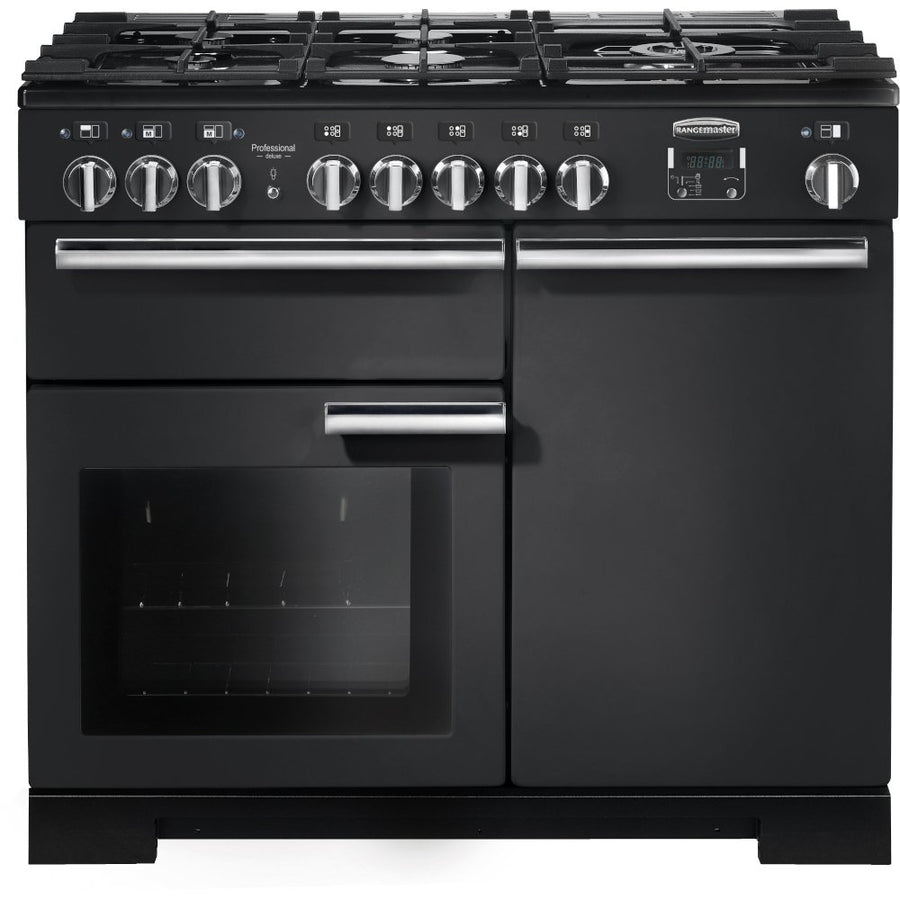 Rangemaster PDL100DFFCB/C Professional Deluxe 100 Dual Fuel Range Cooker Charcoal Black