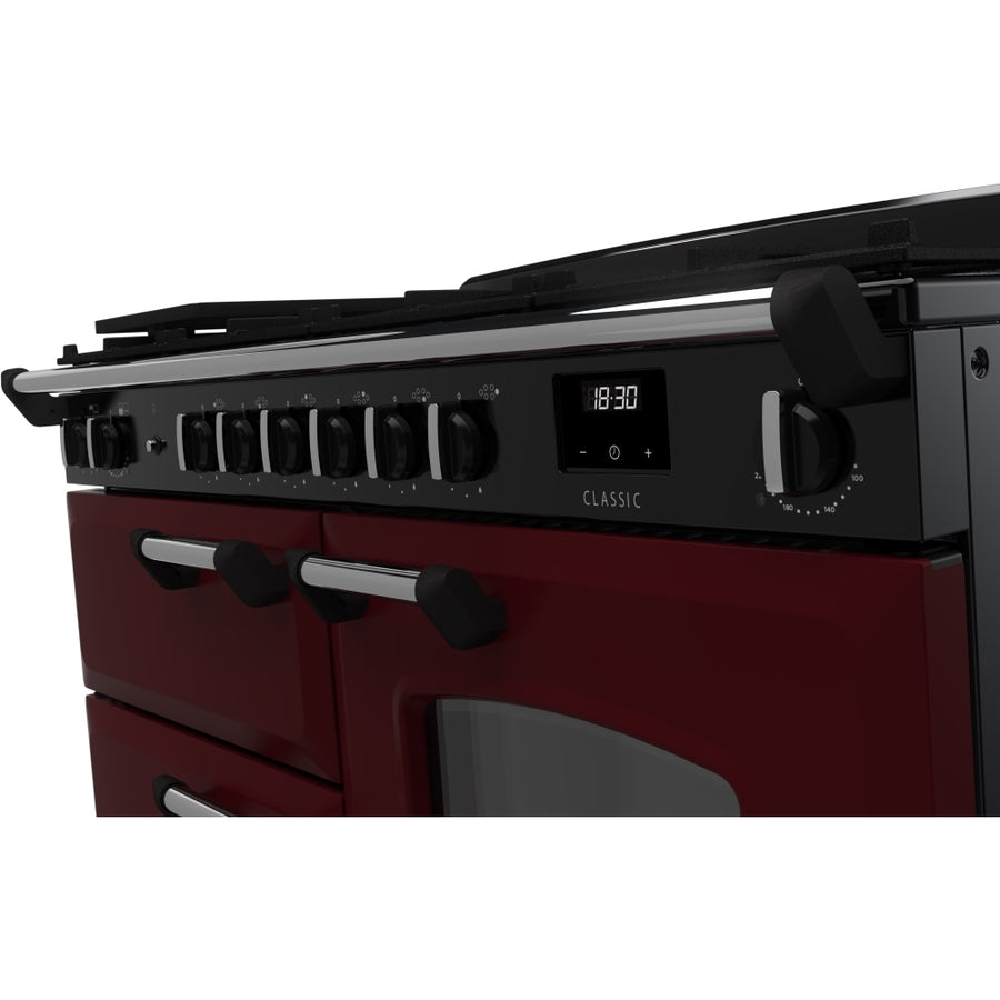 Rangemaster CLO110DFPBOR/CM1 110cm Classic Deluxe Dual Fuel Range Cooker - Bordeaux/Chrome