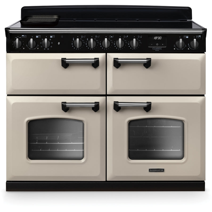 Rangemaster CLDLB110EIPPCR/CM1 110cm Classic Deluxe Range Cooker - Cream/Chrome