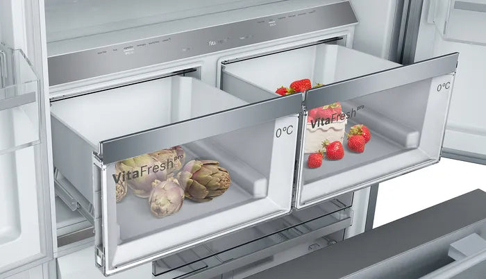 Bosch KFF96PIEP Series 8 Total No Frost French door Fridge Freezer Plumbed Ice & Water - Brushed steel anti-fingerprint