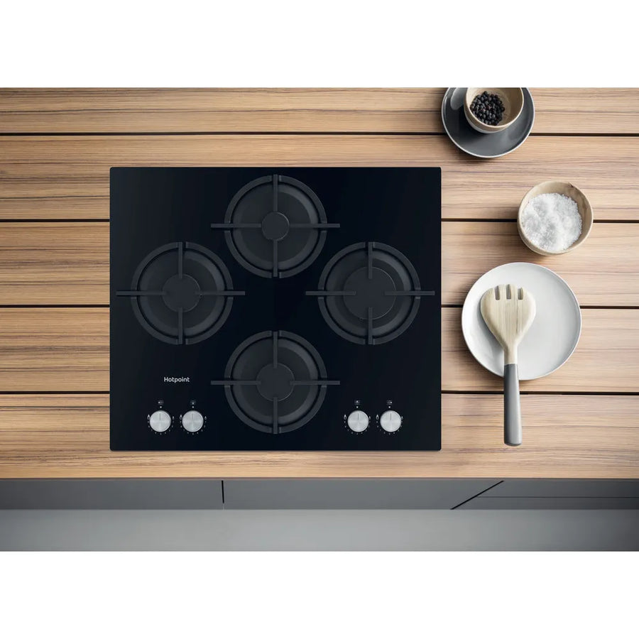 Hotpoint HGS61SBK 60cm Gas On Glass 4 Burner Gas Hob