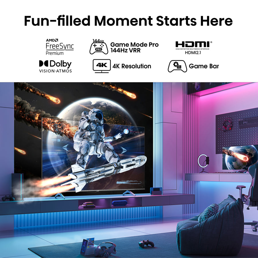 Hisense 55E7KQTUKPro 55'' QLED 4K UHD HDR Smart Gaming TV [Free 5-year guarantee]