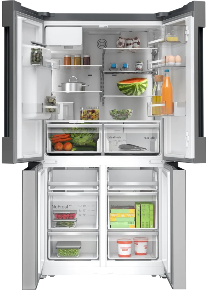 Bosch KFI96APEAG Series 6 Total No Frost French door Fridge Freezer Non-Plumbed Ice & Water - Brushed steel