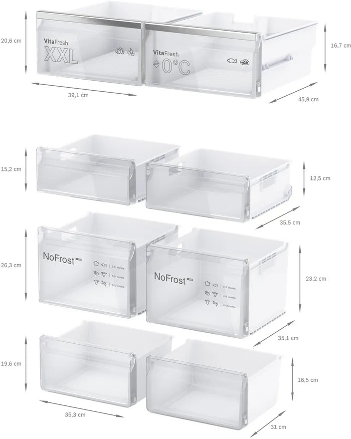 Bosch KFN96APEAG Series 4 Total No Frost French door Fridge Freezer - Brushed steel anti-fingerprint,