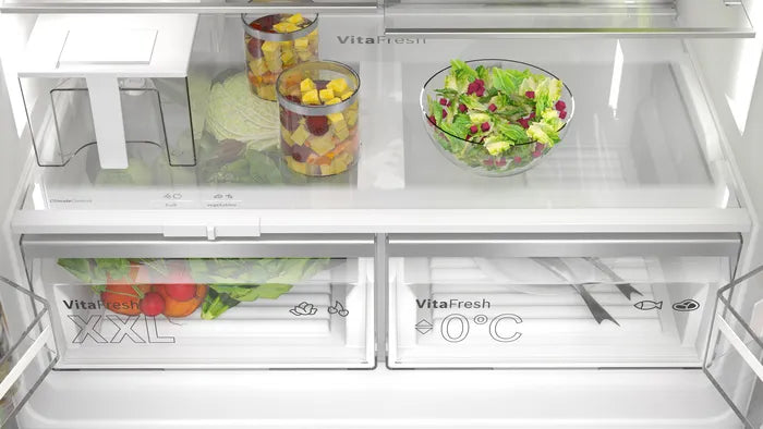 Bosch KFI96APEAG Series 6 Total No Frost French door Fridge Freezer Non-Plumbed Ice & Water - Brushed steel