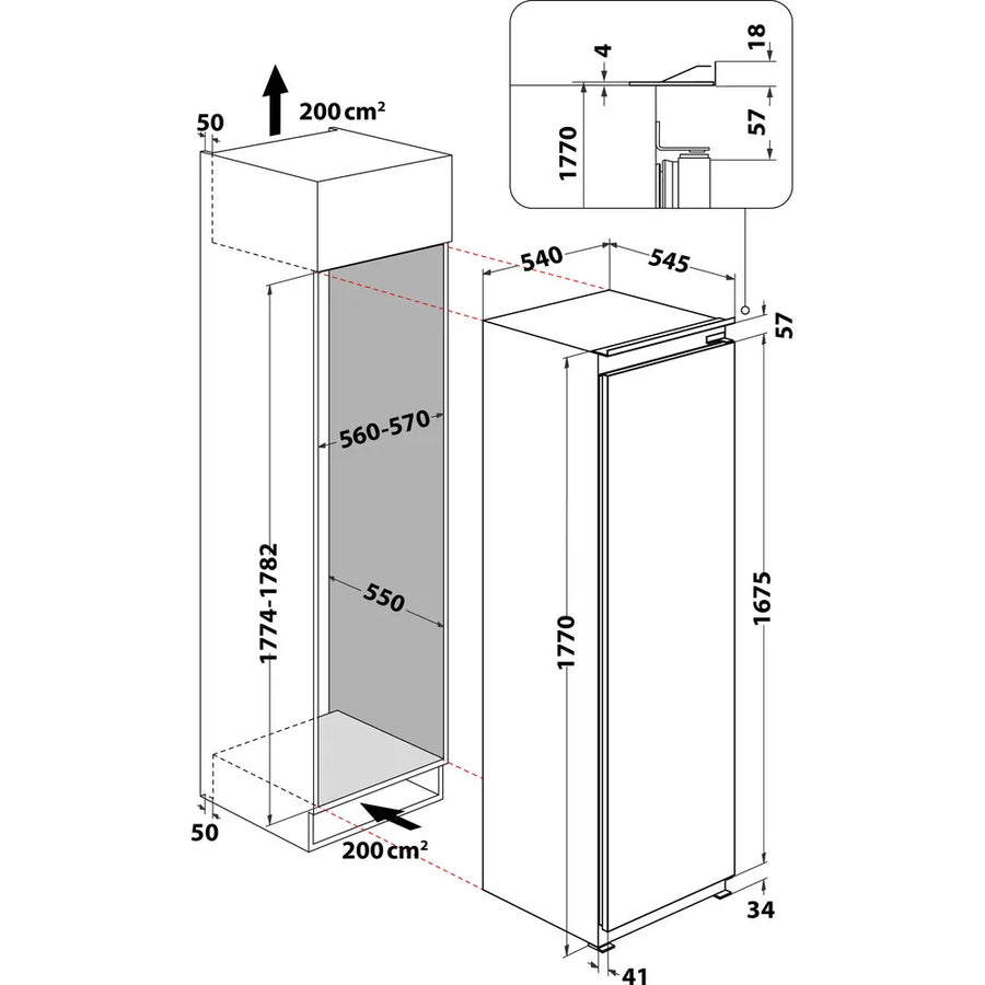Hotpoint HS18012 Integrated Tall Larder Fridge - [Sliding door]