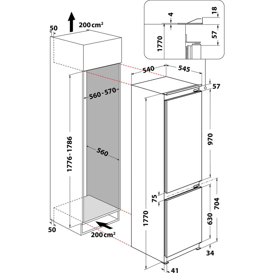 Hotpoint HTC18D011A1 Integrated low Frost 70/30 Fridge Freezer [Sliding Door Installation]