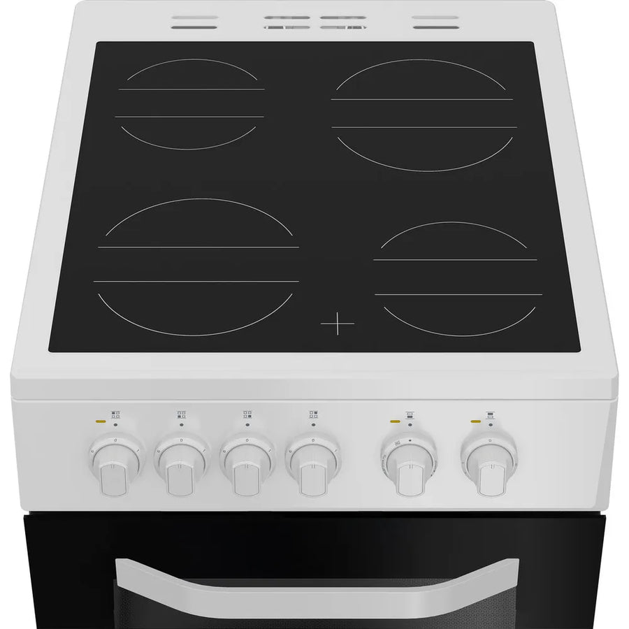 Hotpoint HTE5VCW 50cm Double Oven Electric Cooker With Ceramic Hob - White