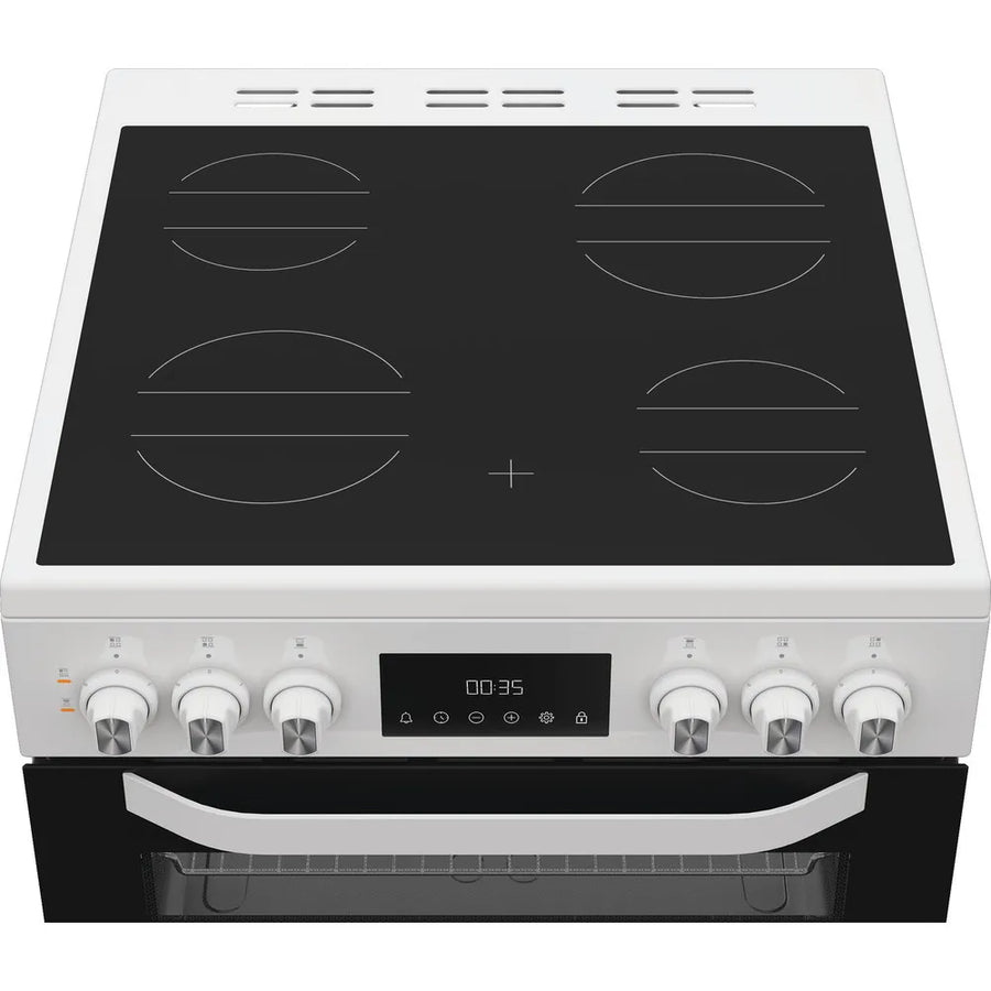 Hotpoint HTE6VDCW 60cm Double Oven Electric Cooker With Ceramic Hob - White
