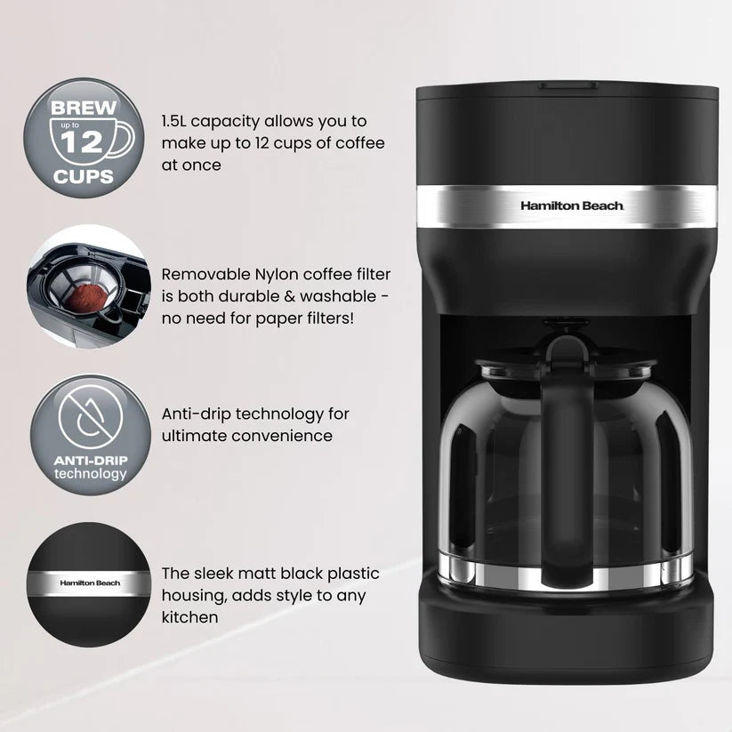Hamilton Beach HBC9453MB 1.5 litre Filter Black Coffee Machine
