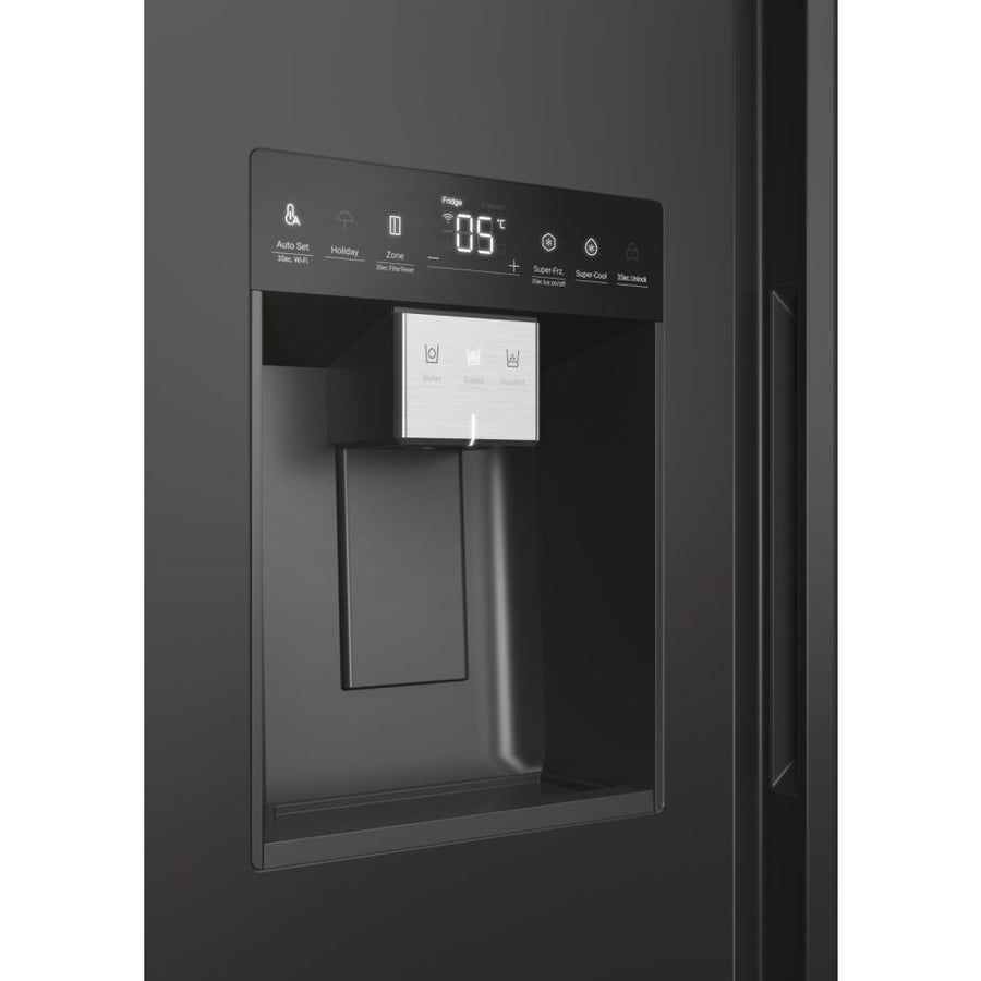 Haier HSW59F18EIPT Plumbed ice & water American style fridge freezer - Black