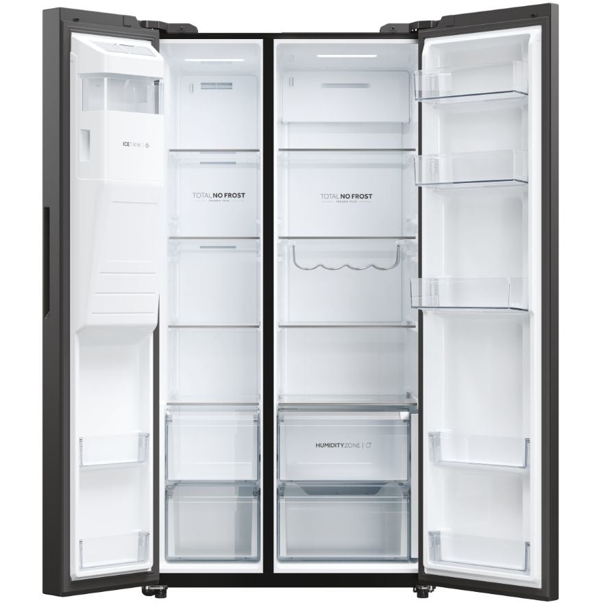 Haier HSW59F18EIPT Plumbed ice & water American style fridge freezer - Black
