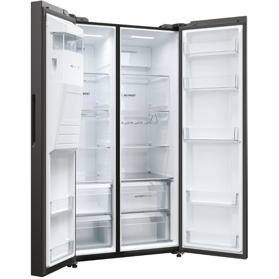 Haier HSW59F18EIPT Plumbed ice & water American style fridge freezer - Black