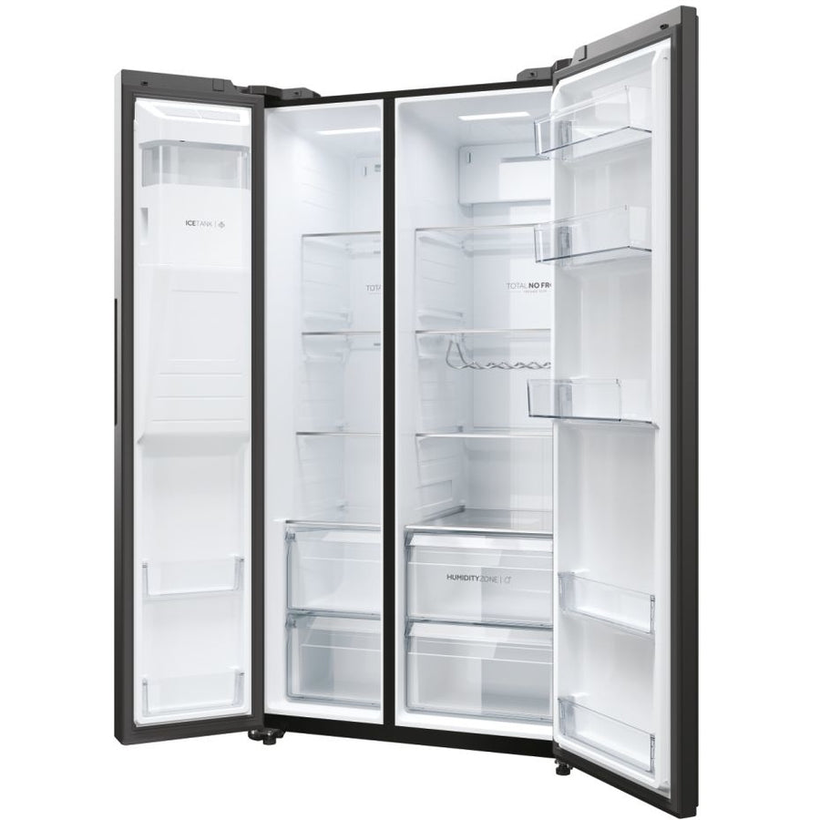 Haier HSW59F18EIPT Plumbed ice & water American style fridge freezer - Black