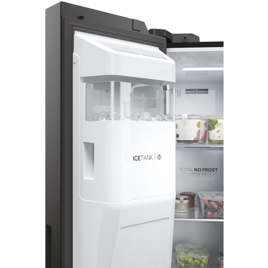 Haier HSW59F18EIPT Plumbed ice & water American style fridge freezer - Black