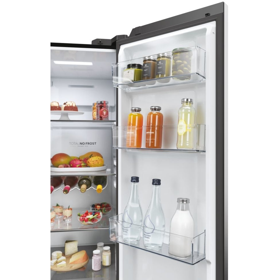 Haier HSW59F18EIPT Plumbed ice & water American style fridge freezer - Black