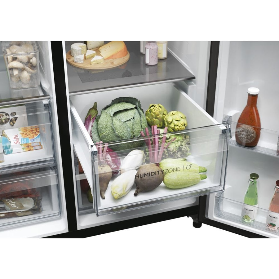 Haier HSW59F18EIPT Plumbed ice & water American style fridge freezer - Black