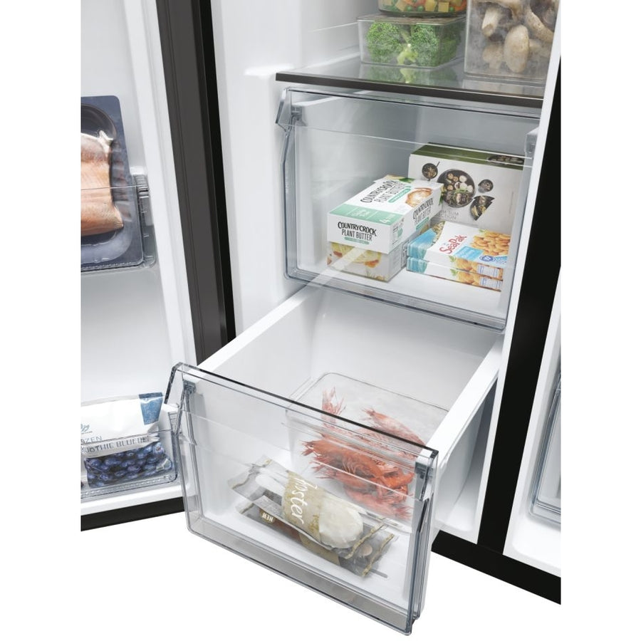 Haier HSW59F18EIPT Plumbed ice & water American style fridge freezer - Black