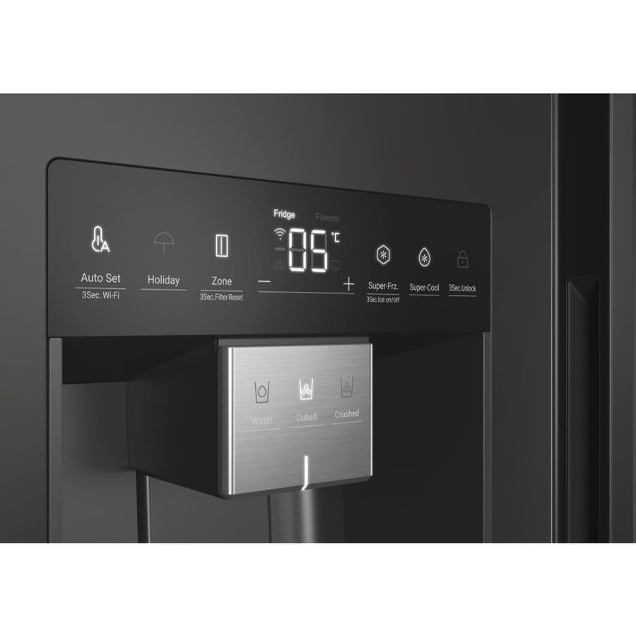Haier HSW59F18EIPT Plumbed ice & water American style fridge freezer - Black