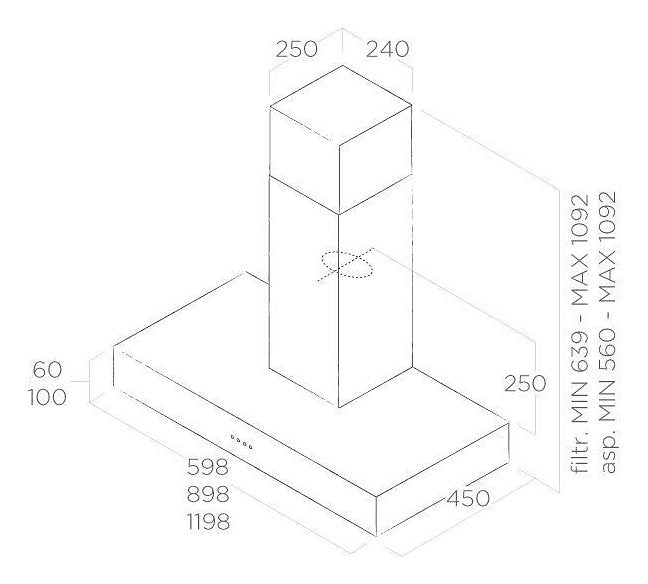 Elica SPOTNGH6IX/A/60 60cm Chimney Hood - Stainless steel