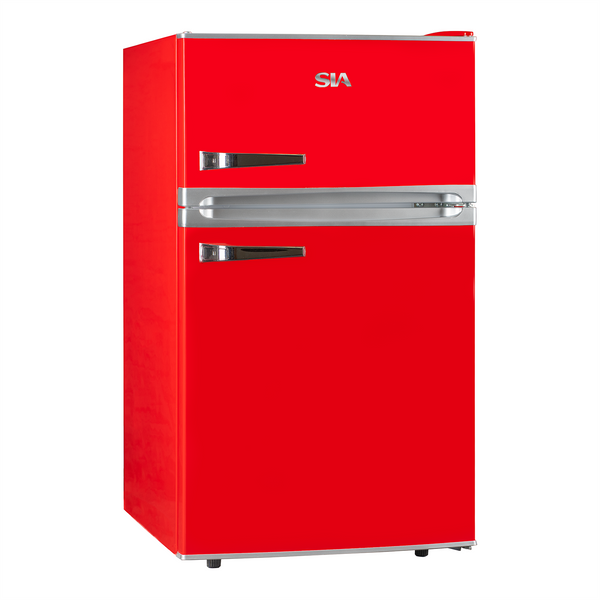 SIA RFM88R freestanding retro mini fridge freezer - Red
