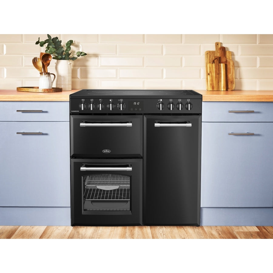 Belling Farmhouse FH90EIBLK 90cm Induction Range Cooker - Black