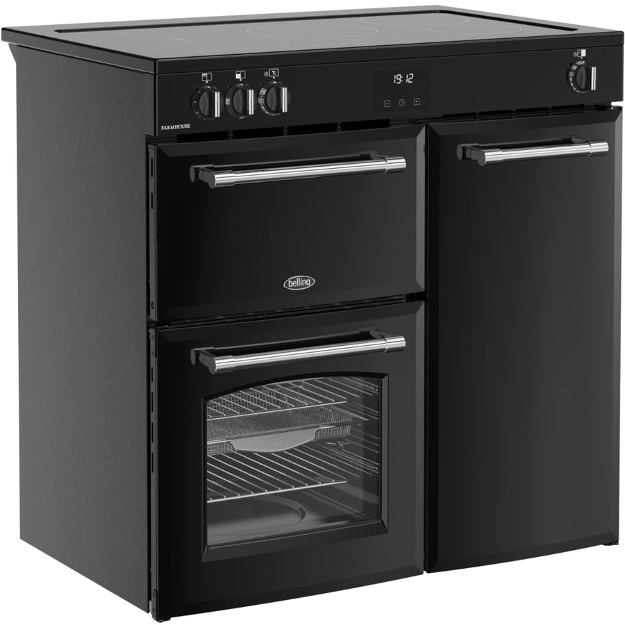 Belling Farmhouse FH90EIBLK 90cm Induction Range Cooker - Black