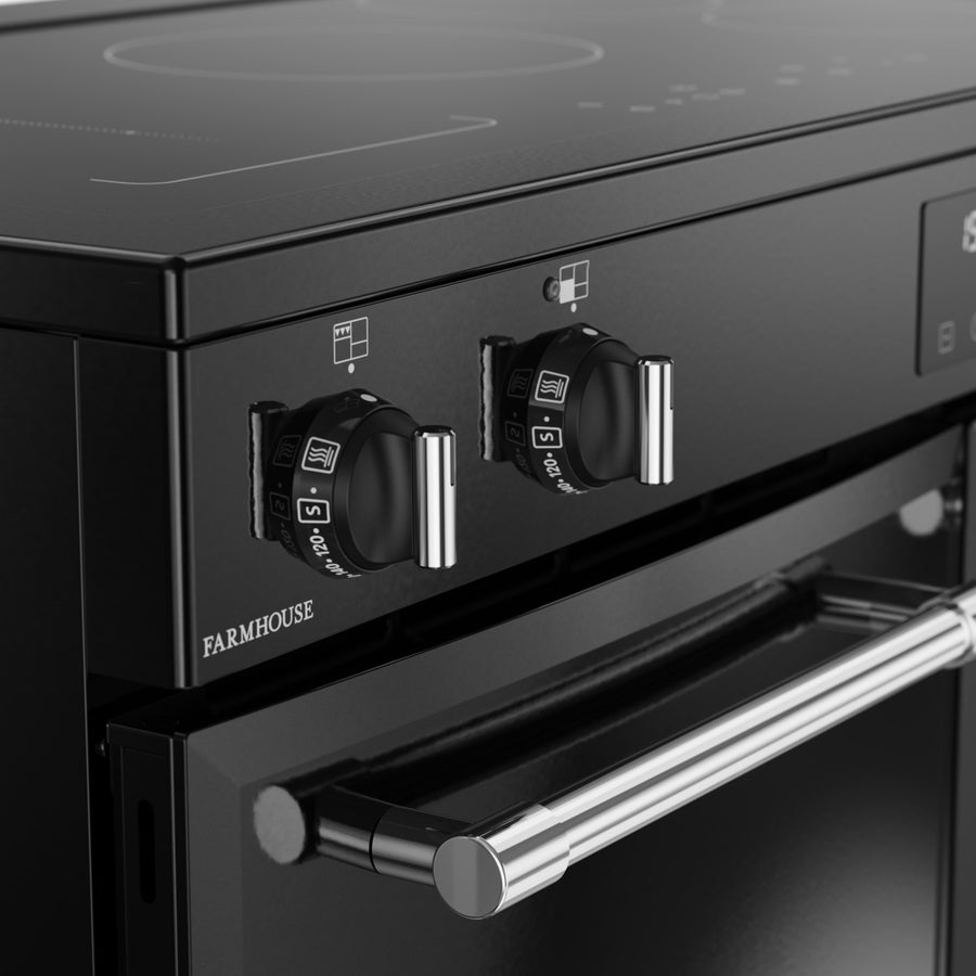 Belling Farmhouse FH100EIBK 100cm Electric Induction Range Cooker-Black
