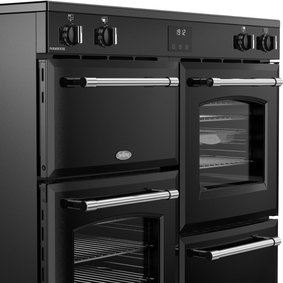 Belling Farmhouse FH100EIBK 100cm Electric Induction Range Cooker-Black