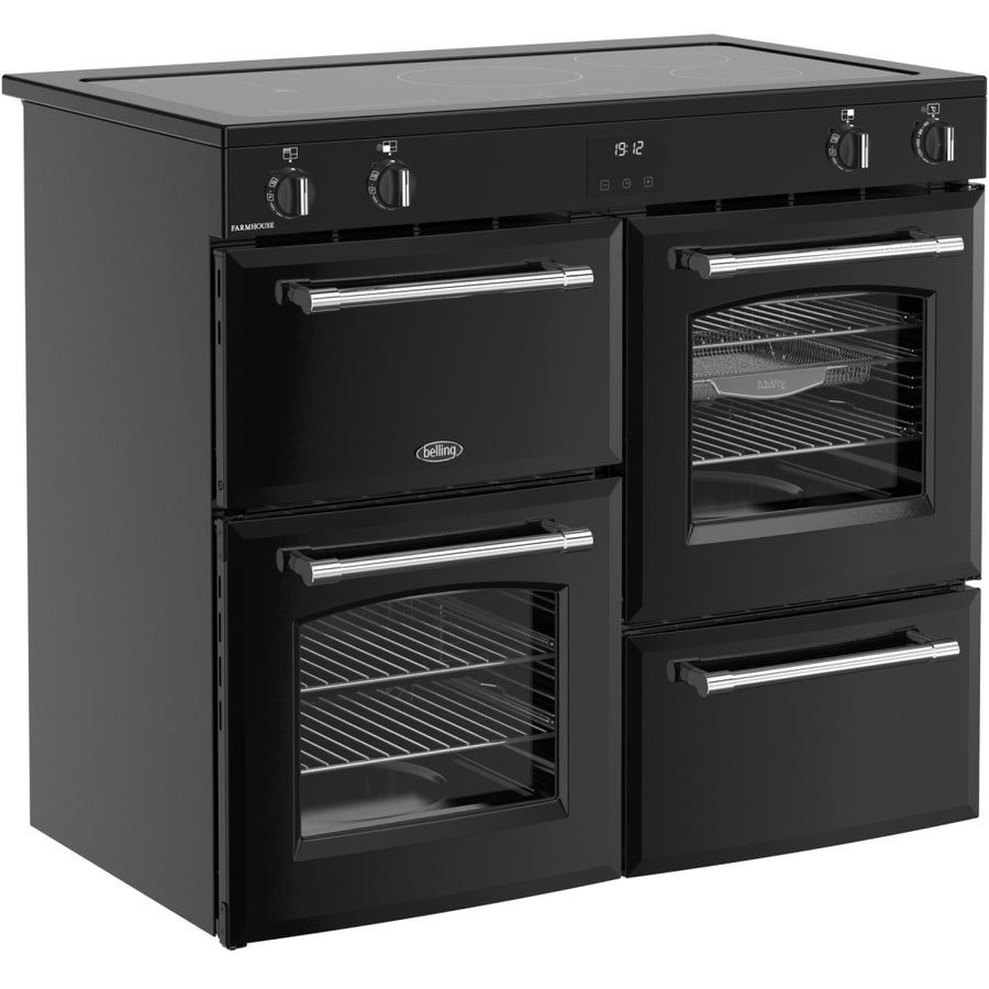 Belling Farmhouse FH100EIBK 100cm Electric Induction Range Cooker-Black