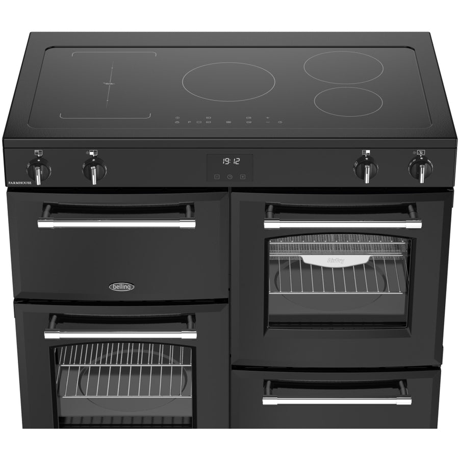 Belling Farmhouse FH100EIBK 100cm Electric Induction Range Cooker-Black
