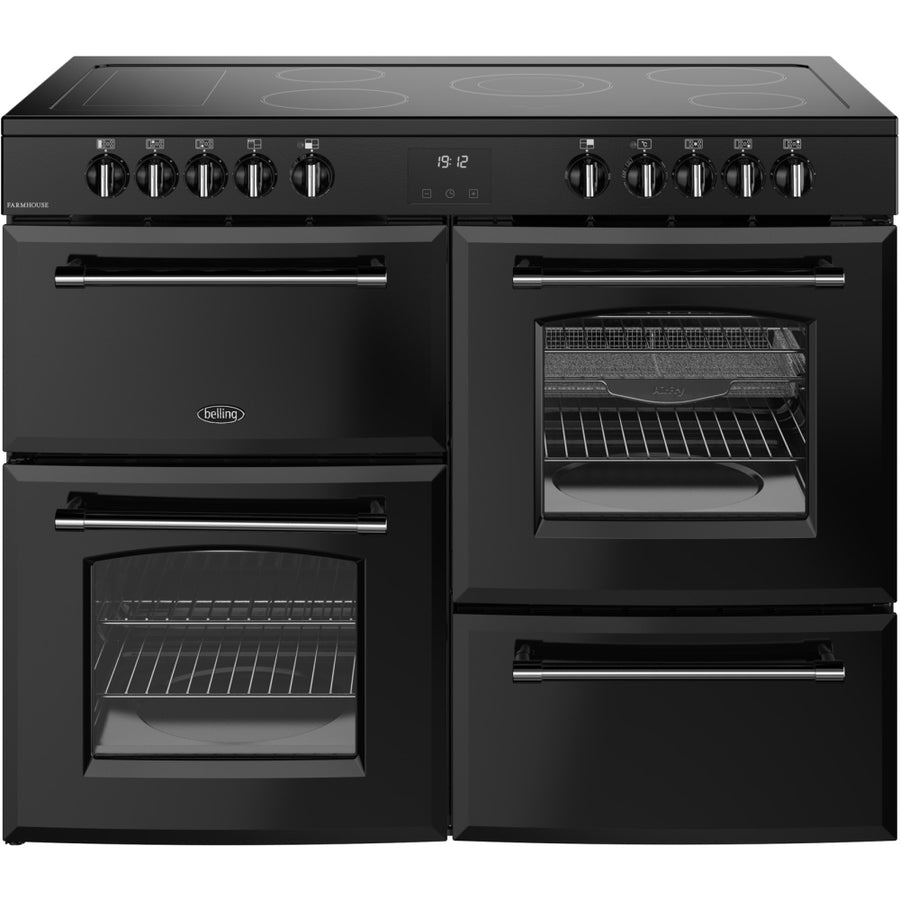Belling Farmhouse FH110EBK 110cm Electric Ceramic Range Cooker-Black