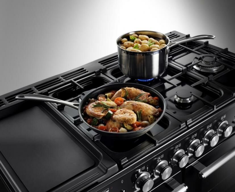 Rangemaster NEXSE110DFFCB/C 110cm Range Cooker Dual Fuel - Charcoal Black / Chrome