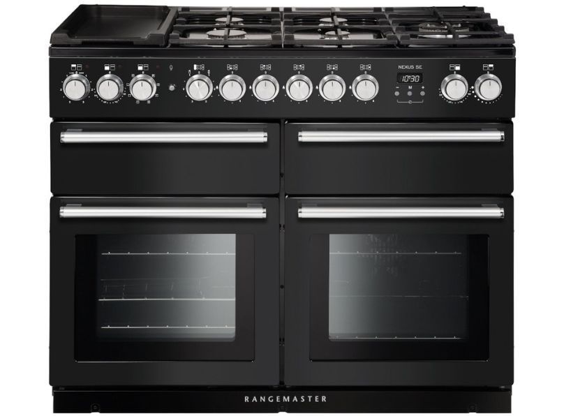 Rangemaster NEXSE110DFFCB/C 110cm Range Cooker Dual Fuel - Charcoal Black / Chrome