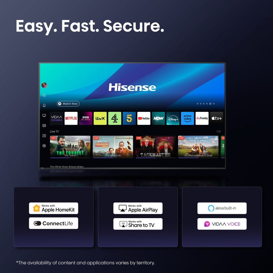 Hisense 55E6QTUK 55'' 4K UHD HDR LED TV with Freely