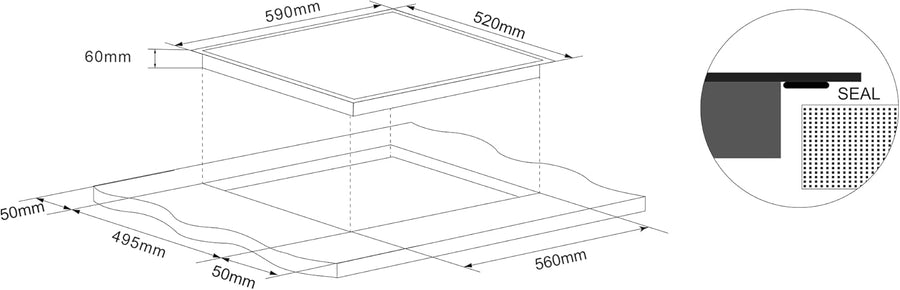 Culina UBFLEX60 60cm 4 zone flex induction hob