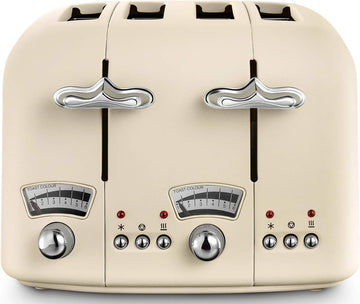 DeLonghi Argento Flora 4 Slice Toaster - Cream