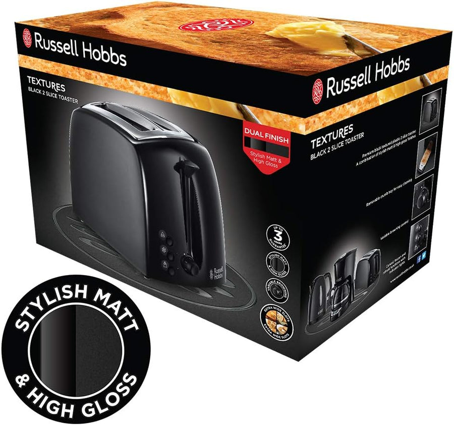 Russell Hobbs 21641 2 slice Textures Toaster - Black