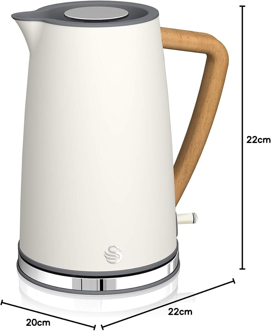 Swan SK14610WHTN Nordic Jug Kettle Wood Effect - Matte White