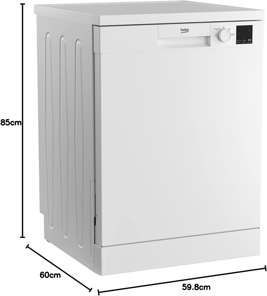 Beko DVN04X20W Freestanding 60cm Dishwasher 13-Place Settings - White