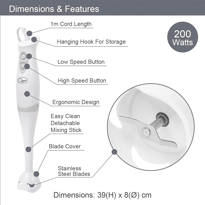 Quest 35090 Handheld Stick Blender 200W