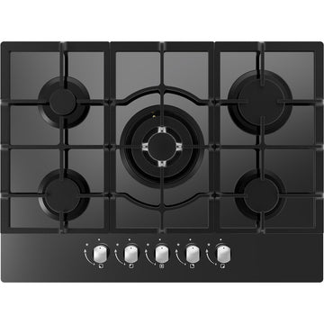 Culina UBGOG701BK 70cm Gas On Glass 5 Burner Gas Hob - 2 Years Parts&Labour Warranty On Registration