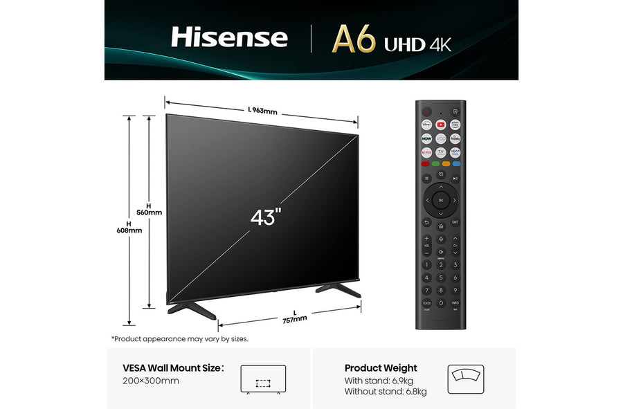 HISENSE 43A6QTUK 43