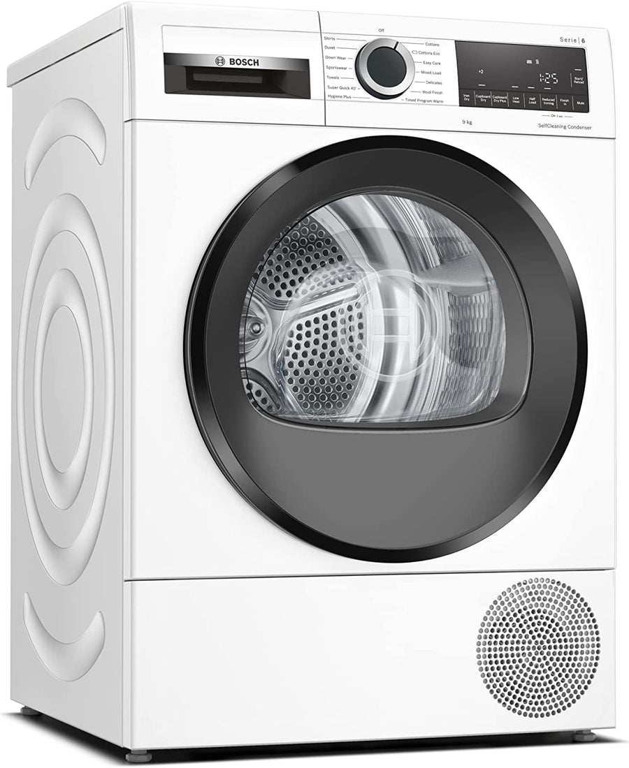Bosch Series 6 WQG24509GB 9Kg Heat Pump Tumble Dryer - White [Free 5-year parts & labour guarantee]