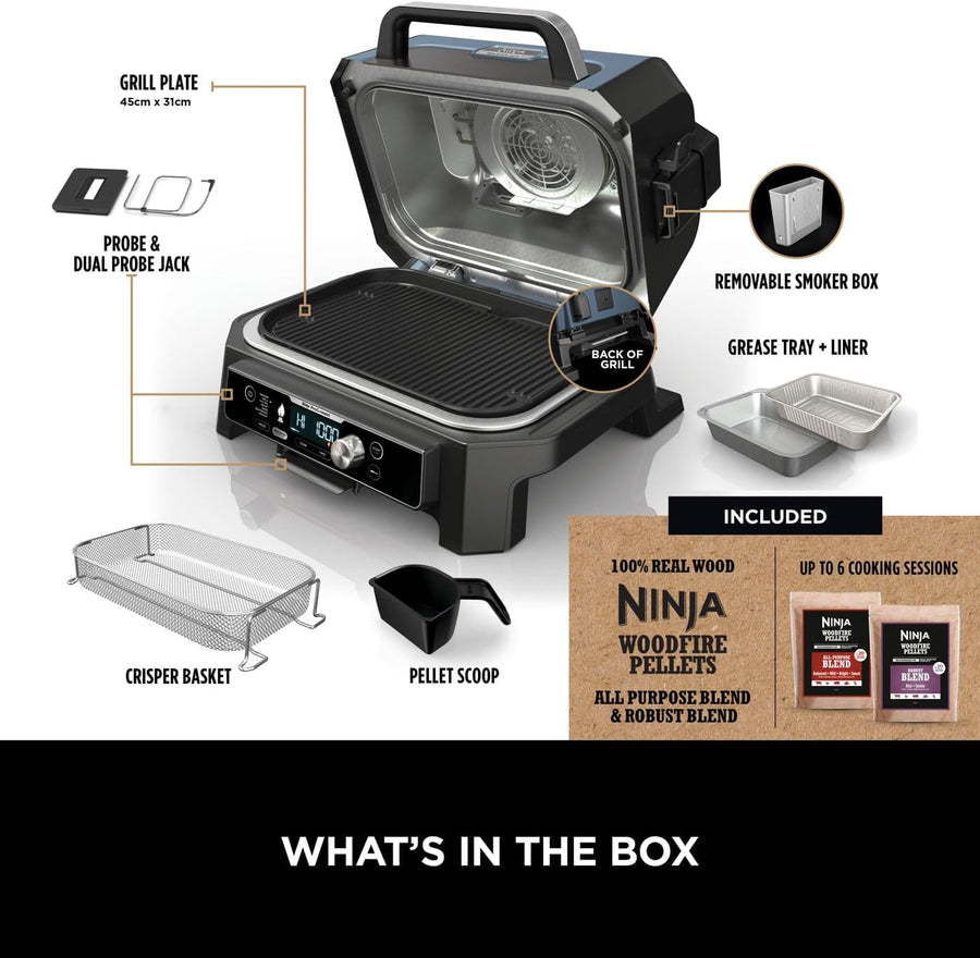 Ninja OG901UK Woodfire Pro Connect XL BBQ Grill & Smoker
